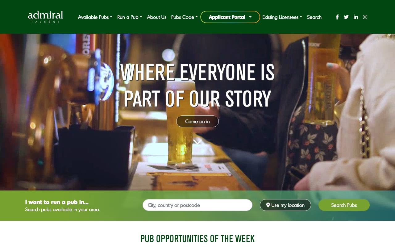 Admiral Taverns website